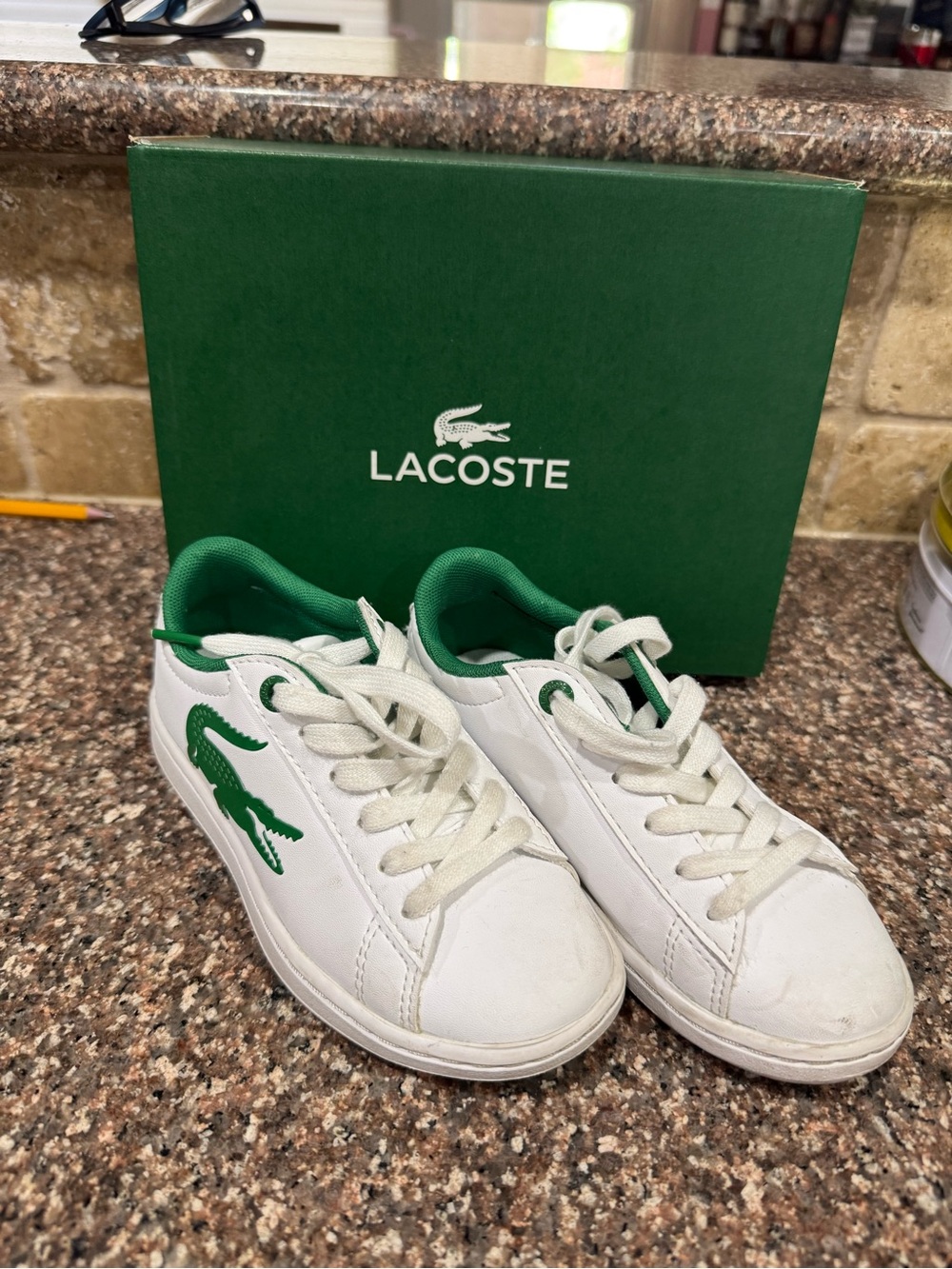 Lacoste White Sneakers with Green Accent for Kids